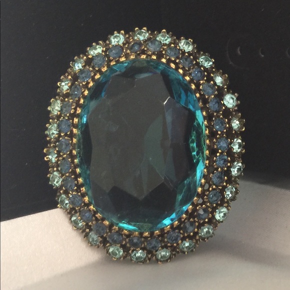 Vintage Signed Pauline Rader Large Crystal Brooch - Picture 7 of 8